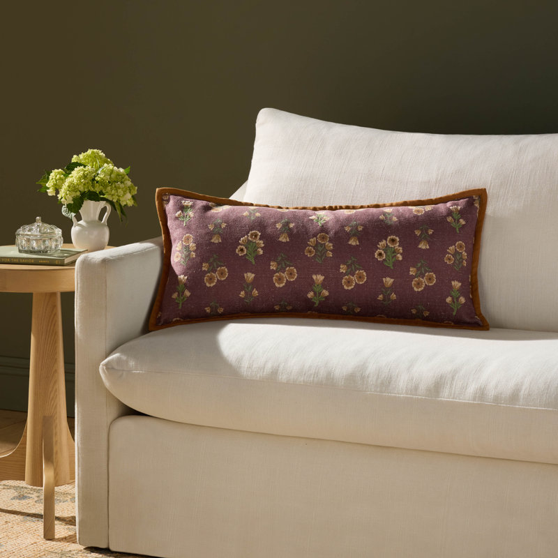Chris Loves Julia x Loloi Posie Accent Pillow, Polyester, Red, Rectangle 12"H x 27"W