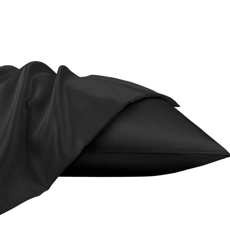 Taies d'oreiller en satin, taies d'oreiller à fermeture à glissière pour cheveux et peau - NTBAY, Grand, Black
