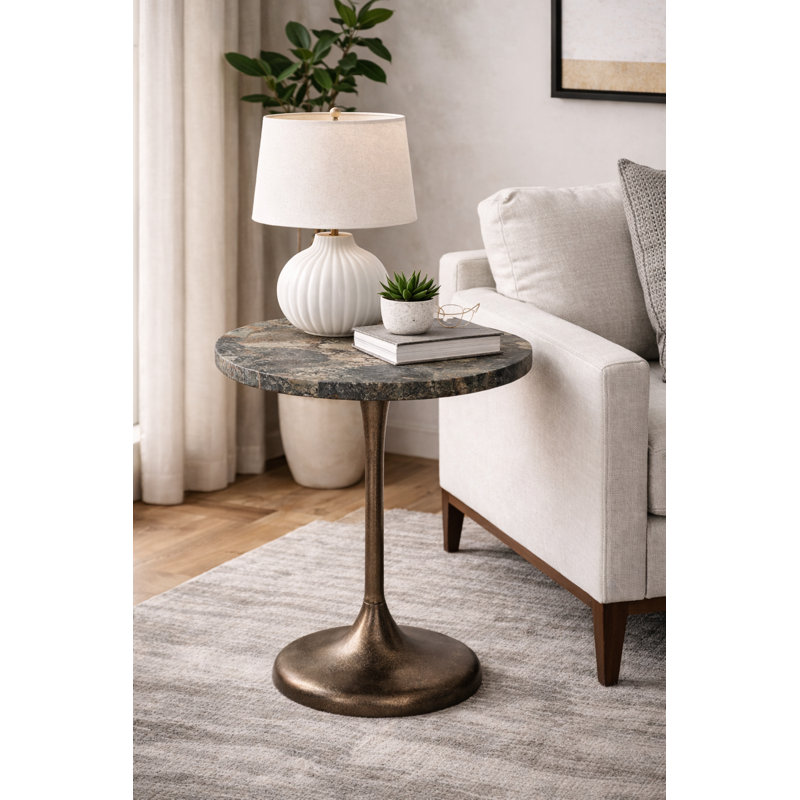 Table d'appoint en bois pétrifié fossilisé