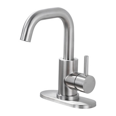 Single Handle Stainless Steel Bar Faucet With Supply Lines And Deckplate