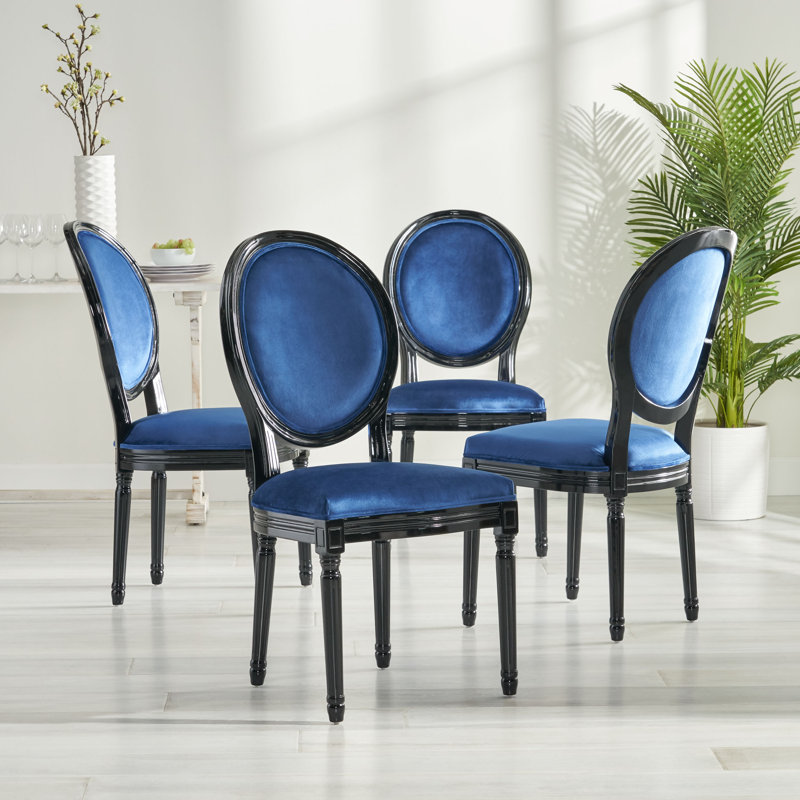 Chaises d'appoint rembourrées, Marine, Lustre noir