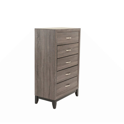 Commode en bois massif avec rangement à 1 tiroir 5 pièces