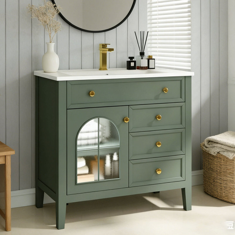 Armoire de salle de bain 35,6 po, Green+Sink +1door