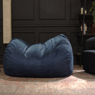 Traditional 8 Foot Cylindrical Suede Bean Bag, Blue