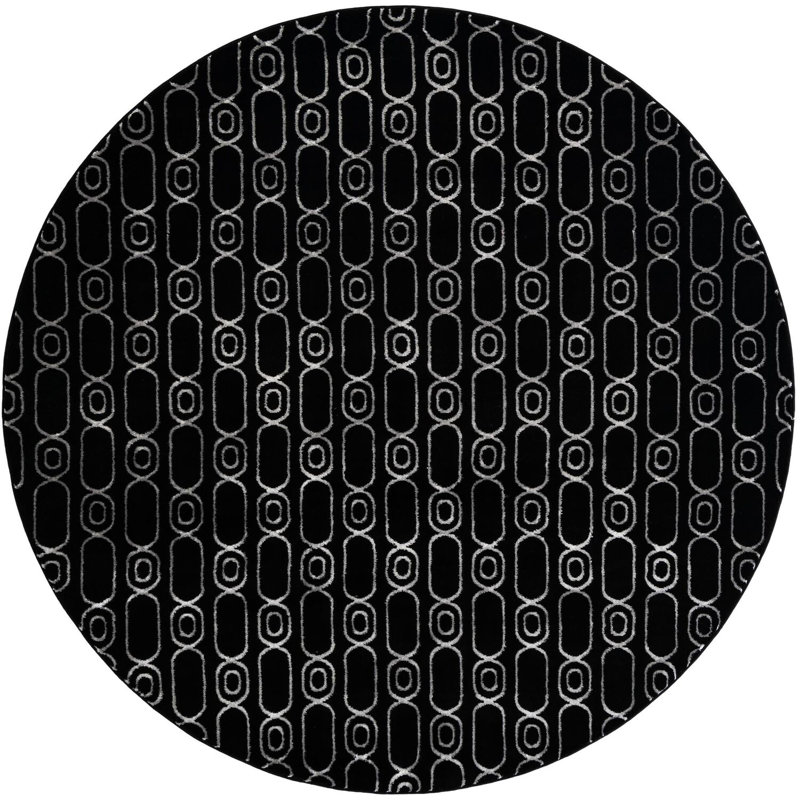 Tapis contemporain noir et argenté Vincente, Rond 10 pi
