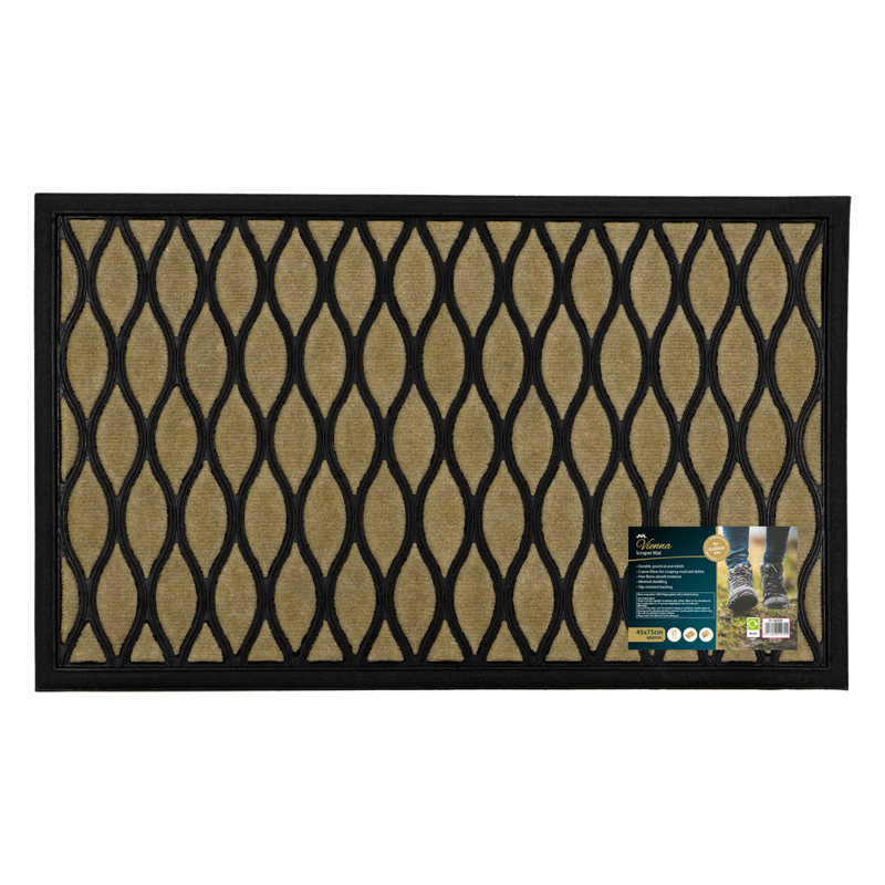 Vienna Non-Slip Geometric Indoor Doormat, Rectangle W45 x L75 cm