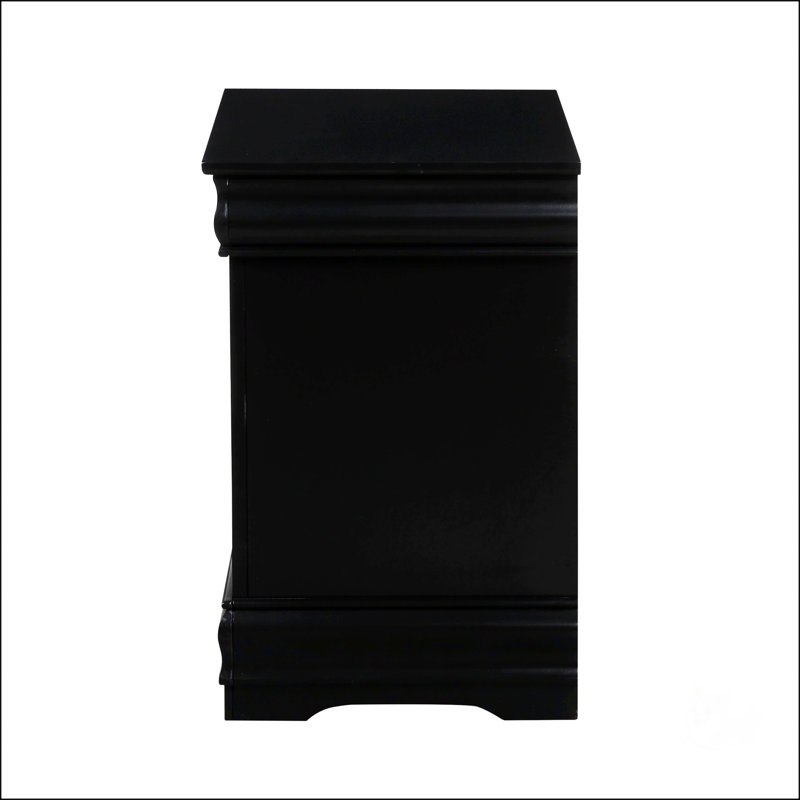 Traditional Classic 2-Drawers Nightstand, Black