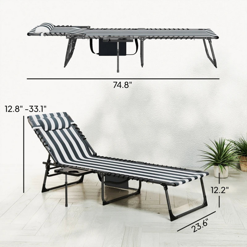 Stylish Tanning Chair,Outdoor Folding Lounge Chair, Gray