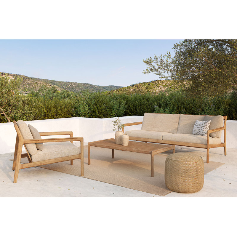 Jack Outdoor 3 - Seat Loveseat, Teak/Off White