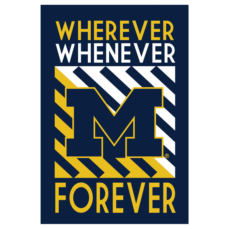 Drapeau de maison en polyester Deeric 0,05 x 4 po, Université du Michigan