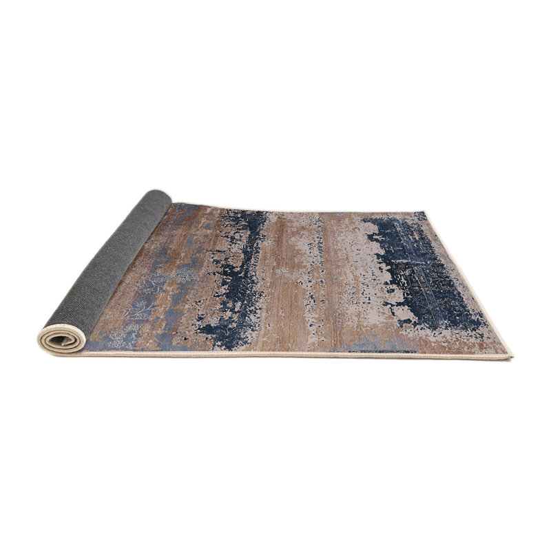 Tapis abstrait brun / bleu, Rond 8 pi