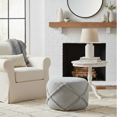 Ridgely Casual Handmade Tufted Cotton Round Upholstered Ottoman Pouf, Small