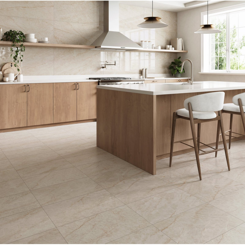 Precious Marble 12 in. x 24 in. Polished Porcelain Marble-Look Floor And Wall Tile (13.56 Sq. Ft. / Case), Taj Mahal Marfill