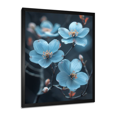 Monochromes bleus, paix, cornouiller fleur II - cornouiller, art mural