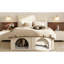 Grand lit plateforme pour animaux de compagnie avec coin repas sous le lit, cadre robuste, beige-133471281