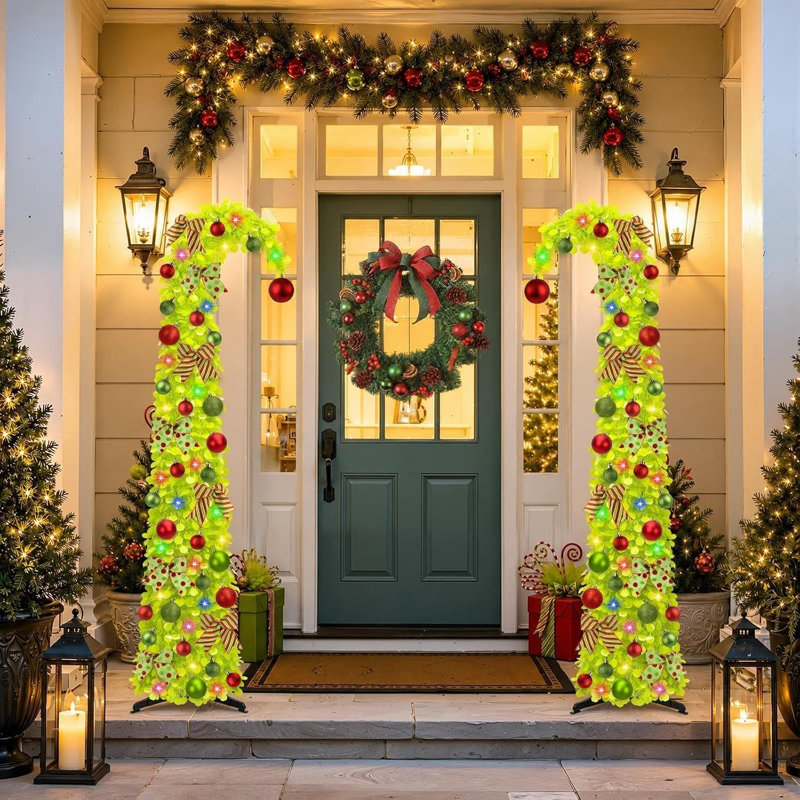 Arbre de Noël pliable et pliable de 1,80 m avec guirlandes lumineuses, pré-décoré avec des ornements suspendus, installation instantanée et rangement à plat pour la maison, le bureau, l'appartement et les fêtes.
