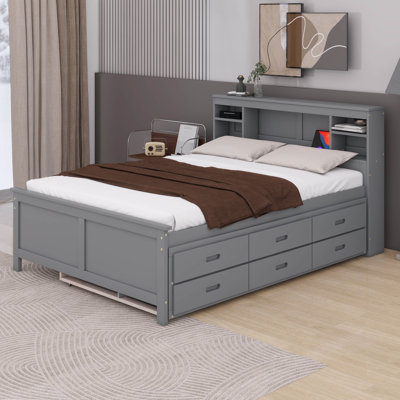Nyliah Platform Bed with Storage Headboard, USB, Trundle and 3 Drawers
