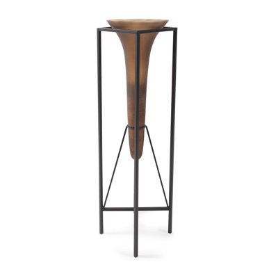 Bronze Euler Drop Vase with Black Iron Stand- Extra Large