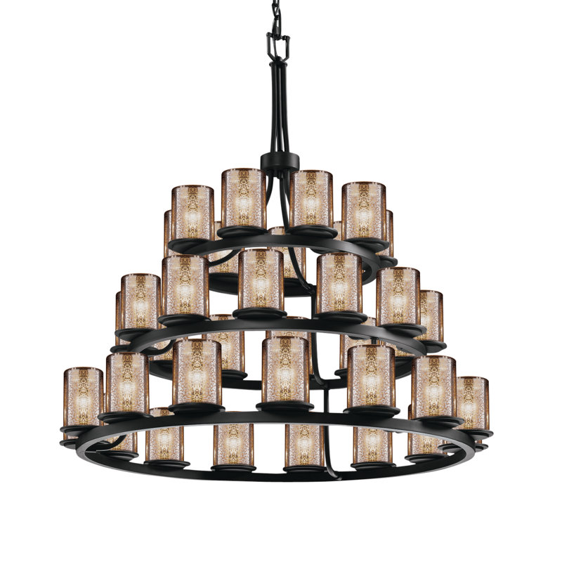 Lustre en roue de chariot Lohner, Bronze foncé, 36