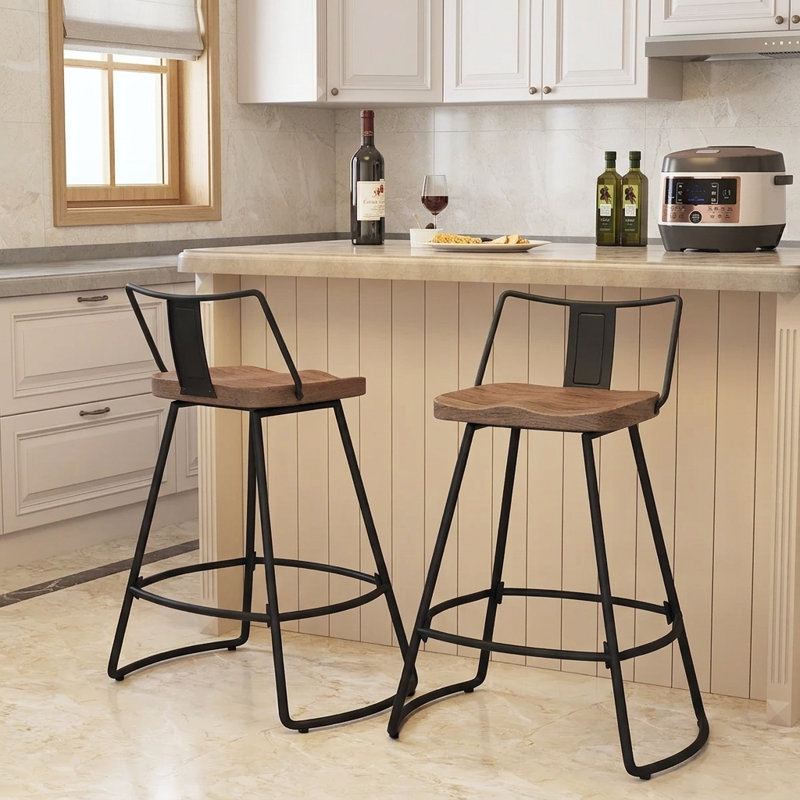 Duncombe Swivel Counter Stool with Steel Frame, Counter Stool (26" Seat Height)