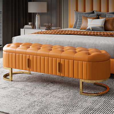 Banc rembourré orange