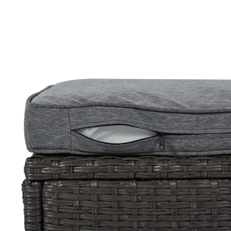 Outdoor Patio Rectangle Daybed With Retractable Canopy,  Wicker Furniture Sectional Seating With Washable Cushions, Backyard, Porch