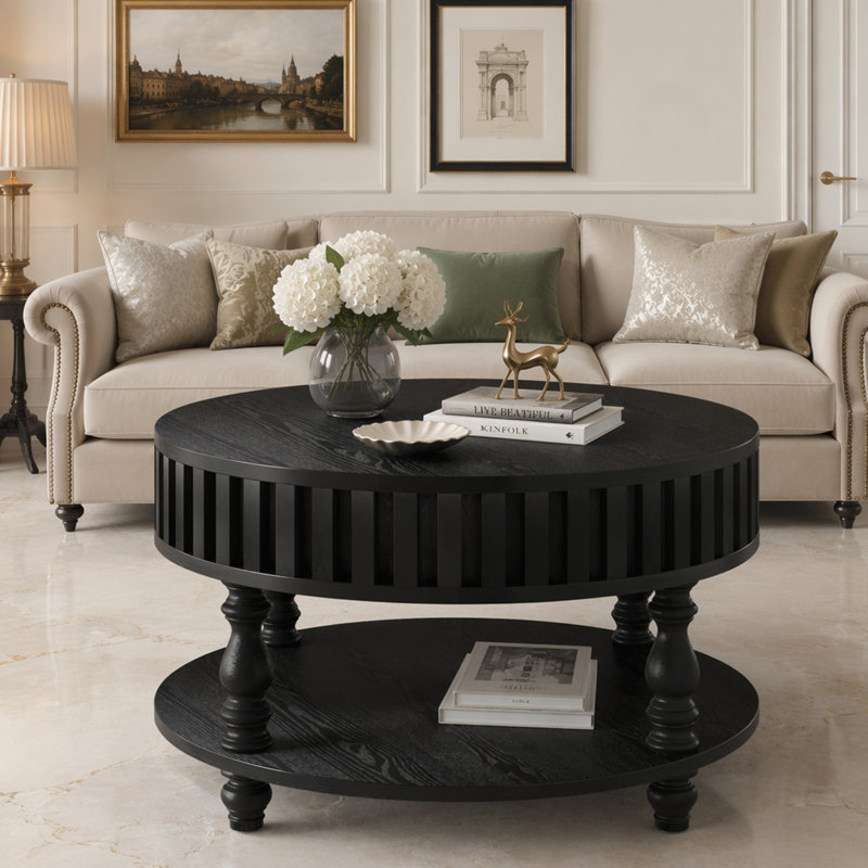 Table basse avec couvercle rabattable, Noir