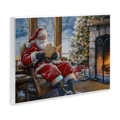 Père Noël lisant par Fire Canvas par Imagine It Images