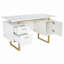 Bureau blanc et doré pour bureau avec tiroirs et rangement, 51,25 po W