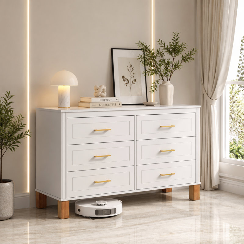 Commode double 6 tiroirs, Blanc