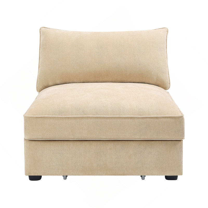 Armless Sofa Velvet - Wheat