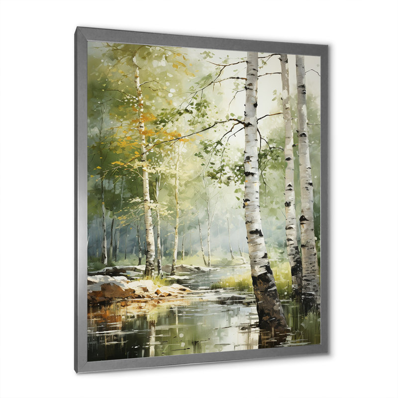 «Tranquil Shadows Green Forest III», reproduction sur toile, Cadre simple argenté, H 44 po x l 34 po x P 1,5 po