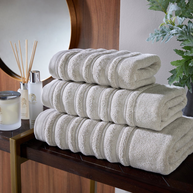 100% Cotton Ripple Bath Towel, Grey