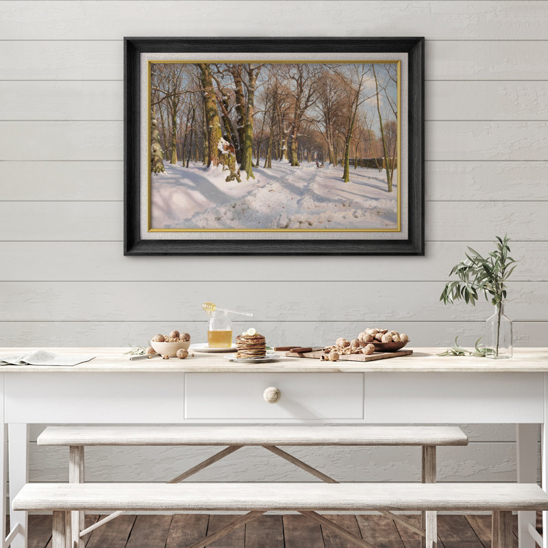 Illustration de paysage de forêt d'hiver, images de salon, impression sur toile encadrée sur toile., H 26 po x l 36 po