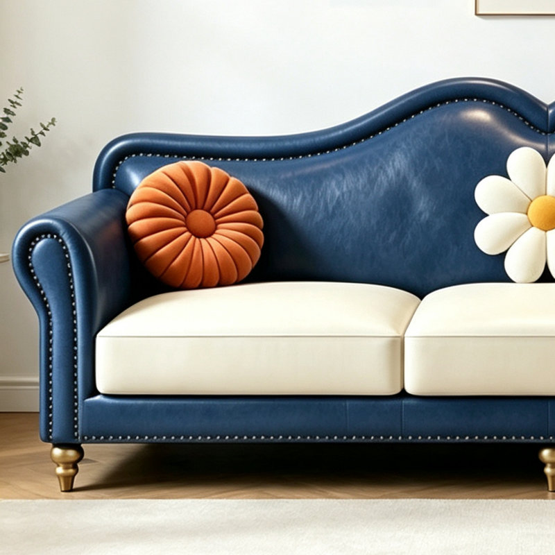 Canapé bleu clair de luxe de style américain, 82.68" W