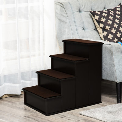 Small Pet Stairway, Brown - Up To 22 Lbs, With Detachable And Supportive Cushion Stairs, , Lbs Capacity, Cushioned For Comfortable Bed Or Reach