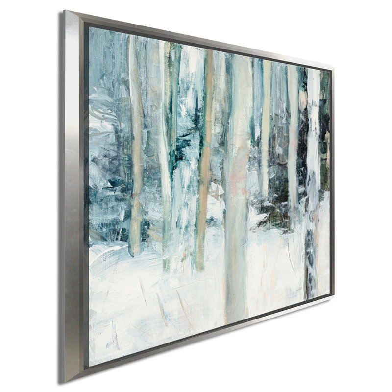 «Winter Woods I», reproduction de peinture acrylique, H 31,5 po x l 31,5 po x P 2 po, Cadre flottant argent