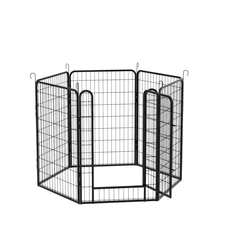 6 Panels Heavy Duty Metal Playpen With Door, 39.37" H x 53.94" W x 26.77" D