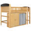 Lit mezzanine simple avec armoire de rangement, garde-robe et DEL - Lit en bois peu encombrant, couleur bois -1126908841