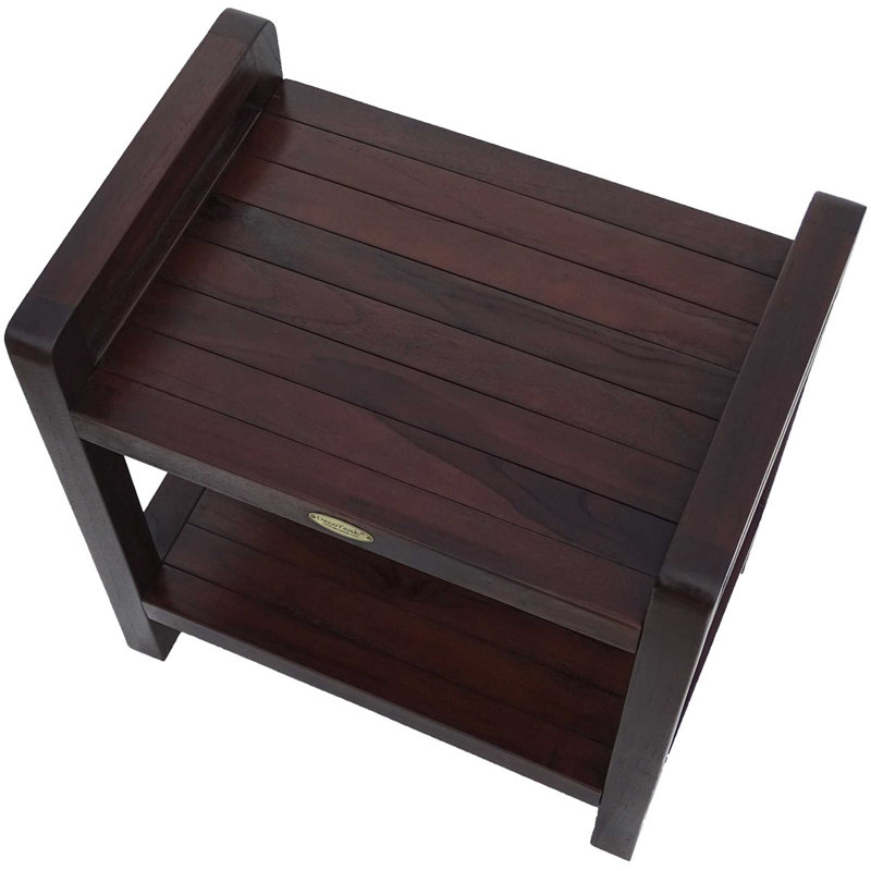 Teak Corner Shower Bench, Natural, 21" H x 14" W x 35" D