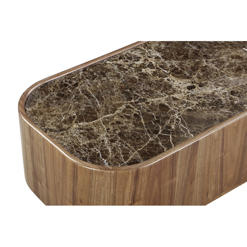 Table basse Juba en marbre et noyer naturel avec roulettes Juba