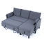 Canapé modulaire à méridienne réversible en L avec rangement - Coton-lin, gris foncé, prêt pour le bureau et un appartement-832888610