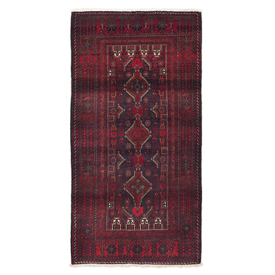 Teimani Black, Red Rug 3'5" x 6'10"