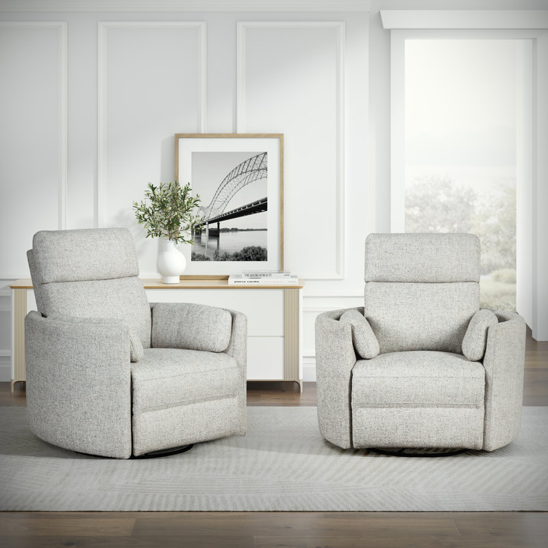 Carnesha 40" W Power Swivel Glider Recliner (Set of 2), Natural Beauty Quartz
