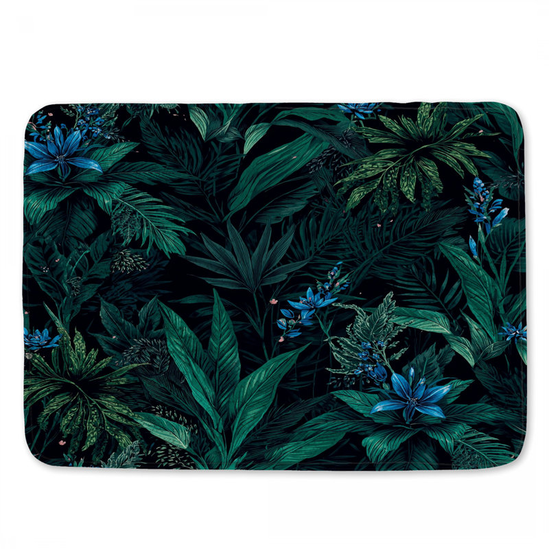 Tapis de bain à motif de verdure tropicale, L 24 po x L 17 po