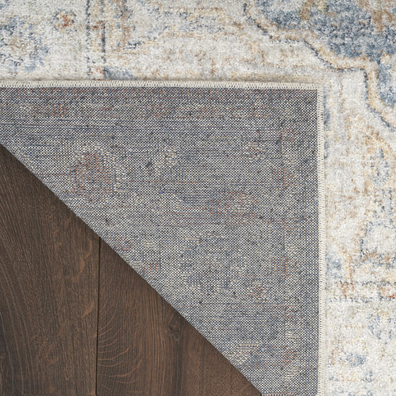 Tapis de couloir oriental lavable bleu tissé 8 pi Denim