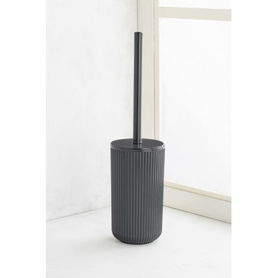 Brosse de toilette durable avec support, couleur anthracite, 4,1 x 4,1 x 13,0 pouces | Conception 100% plastique pour un nettoyage facile | Accessoire de salle de bain élégant et moderne, parfait pour la maison ou le bureau