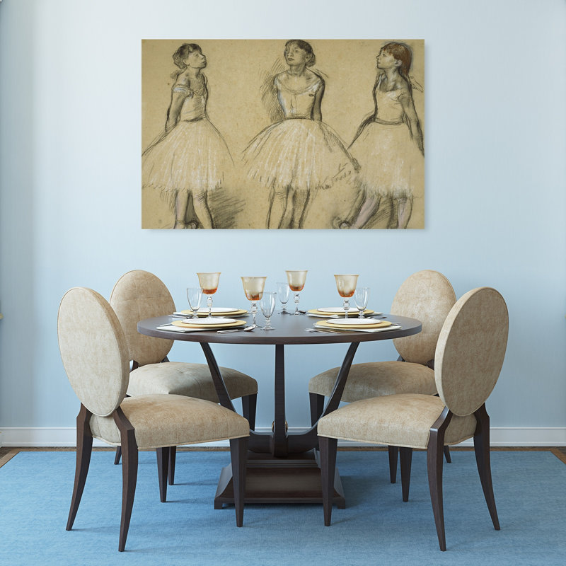 Trois études d'une danseuse en quatrième position, 1879-1880. Estampe d'art mural contemporaine., H 32 po x l 48 po