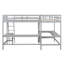 Lit mezzanine simple en bois en forme de L avec échelle et 2 bureaux intégrés en forme de L, gris