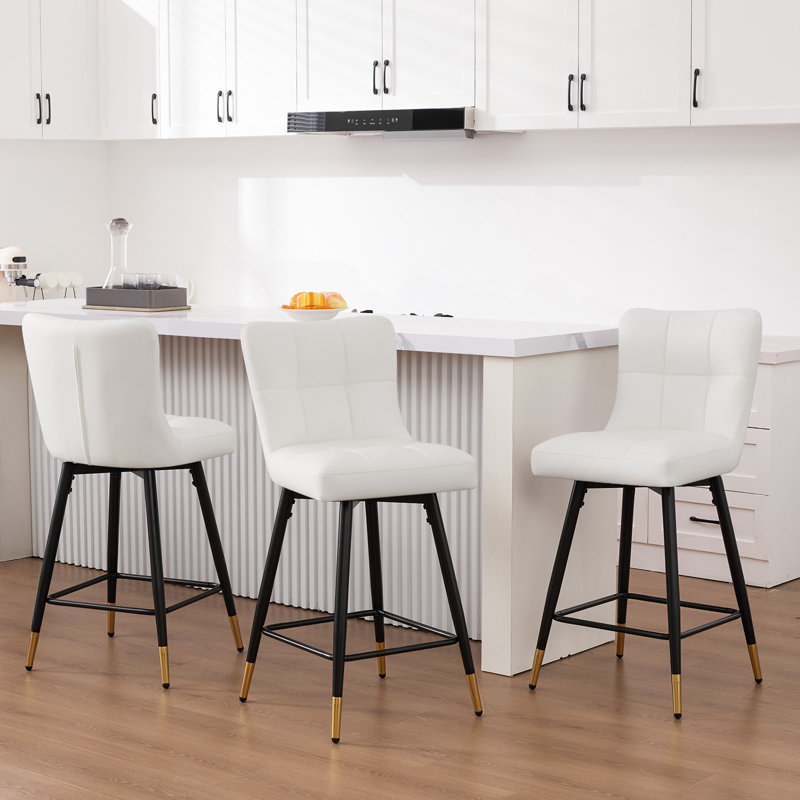 Tabouret de bar pivotant 26 po, Blanc, 3
